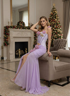 Lavender Rose Embellished Corset Gown H7062
