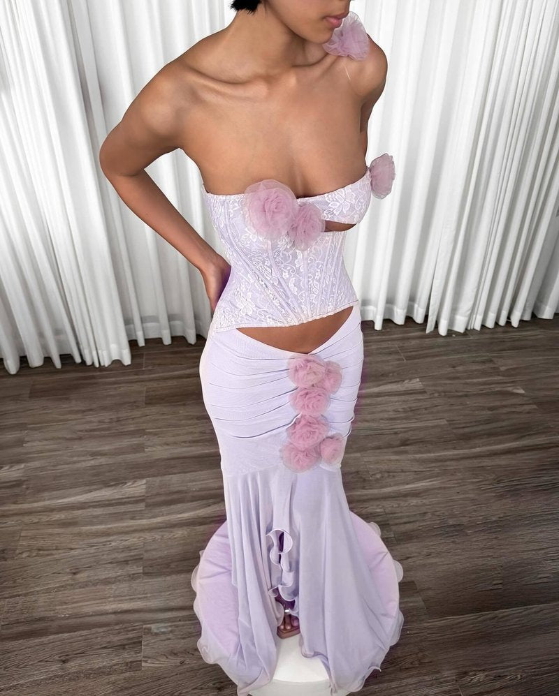 Lavender Rose Embellished Corset Gown H7062