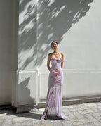 Lavender Rose Embellished Corset Gown H7062