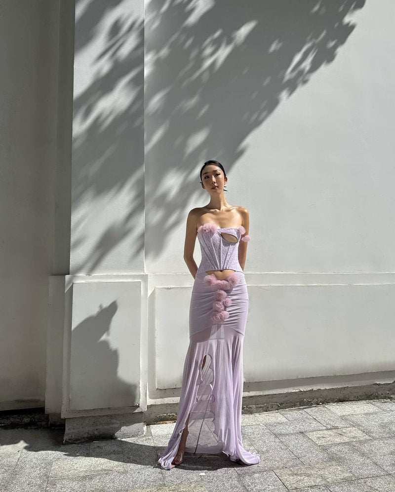 Lavender Rose Embellished Corset Gown H7062