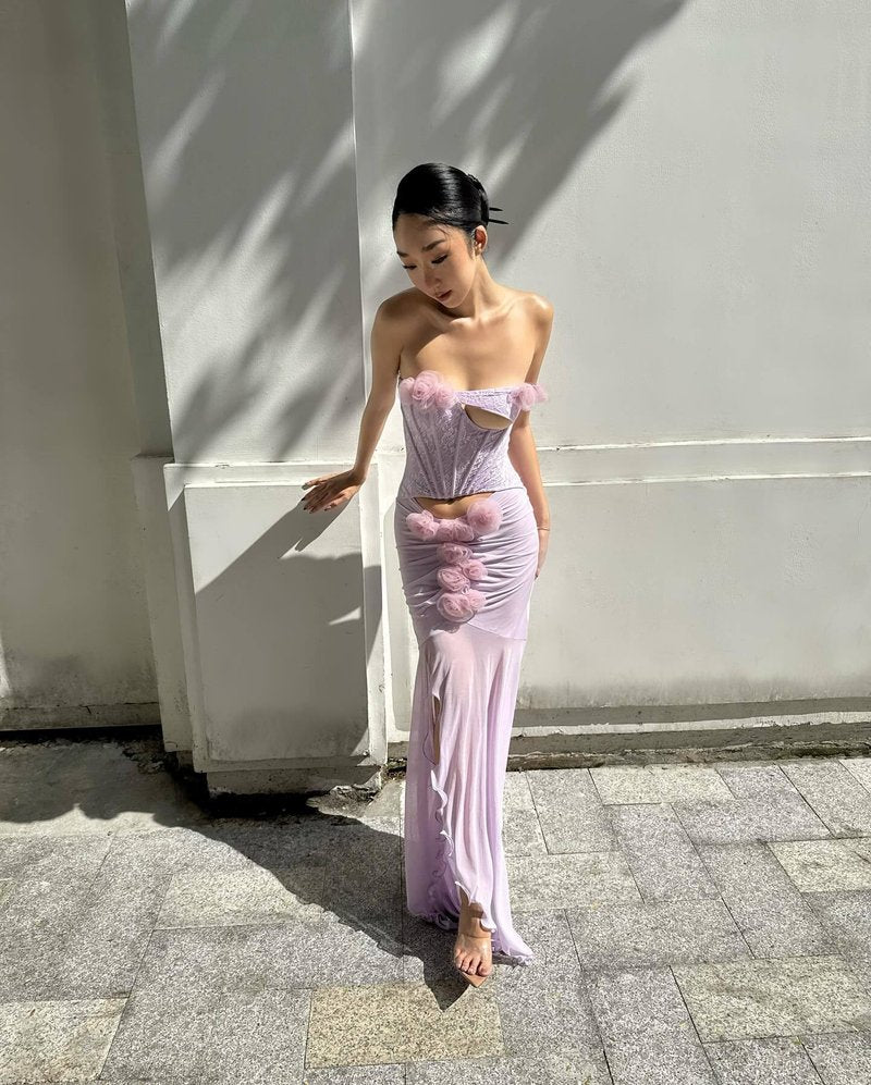 Lavender Rose Embellished Corset Gown H7062