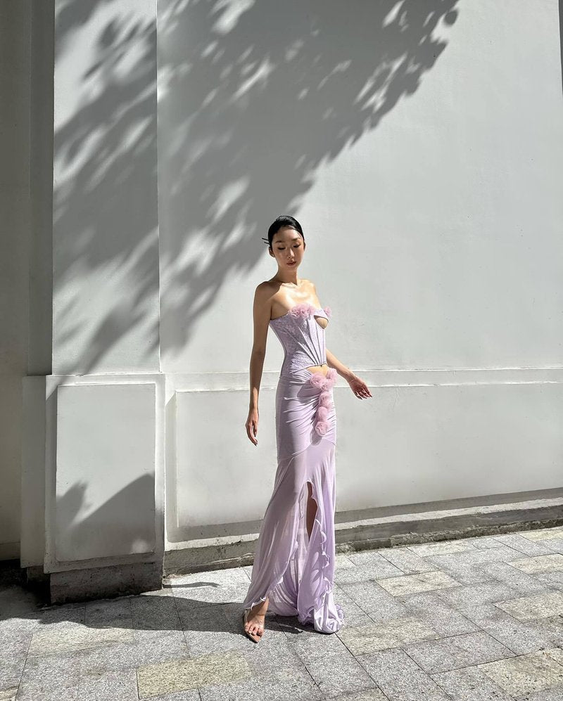 Lavender Rose Embellished Corset Gown H7062