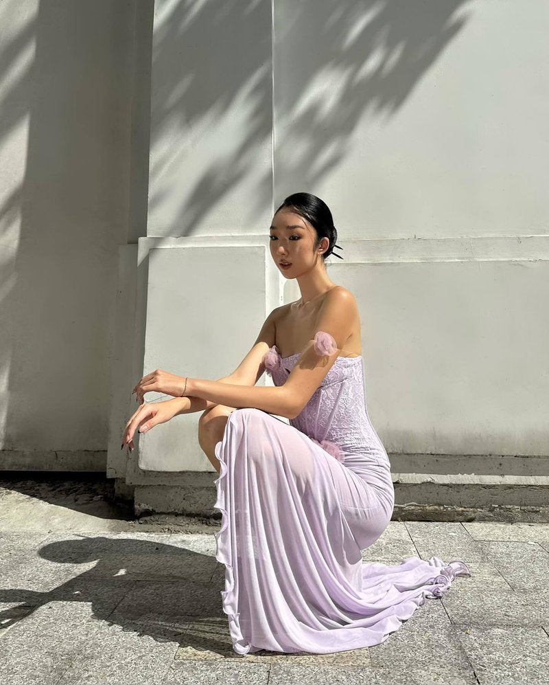 Lavender Rose Embellished Corset Gown H7062