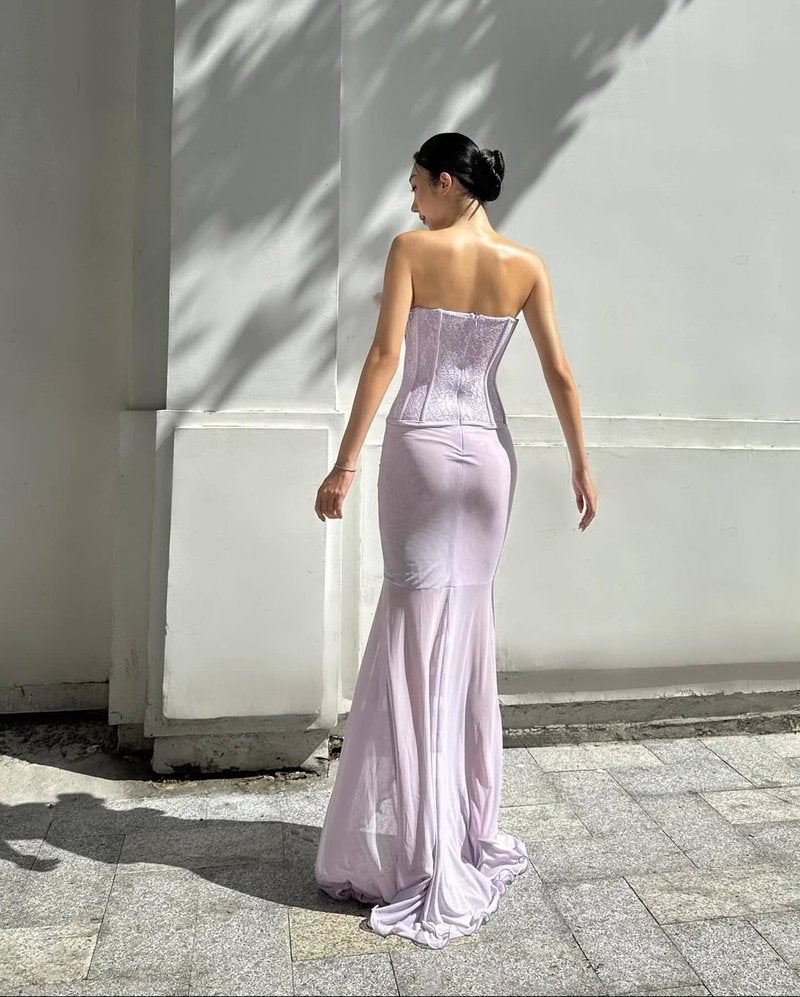 Lavender Rose Embellished Corset Gown H7062