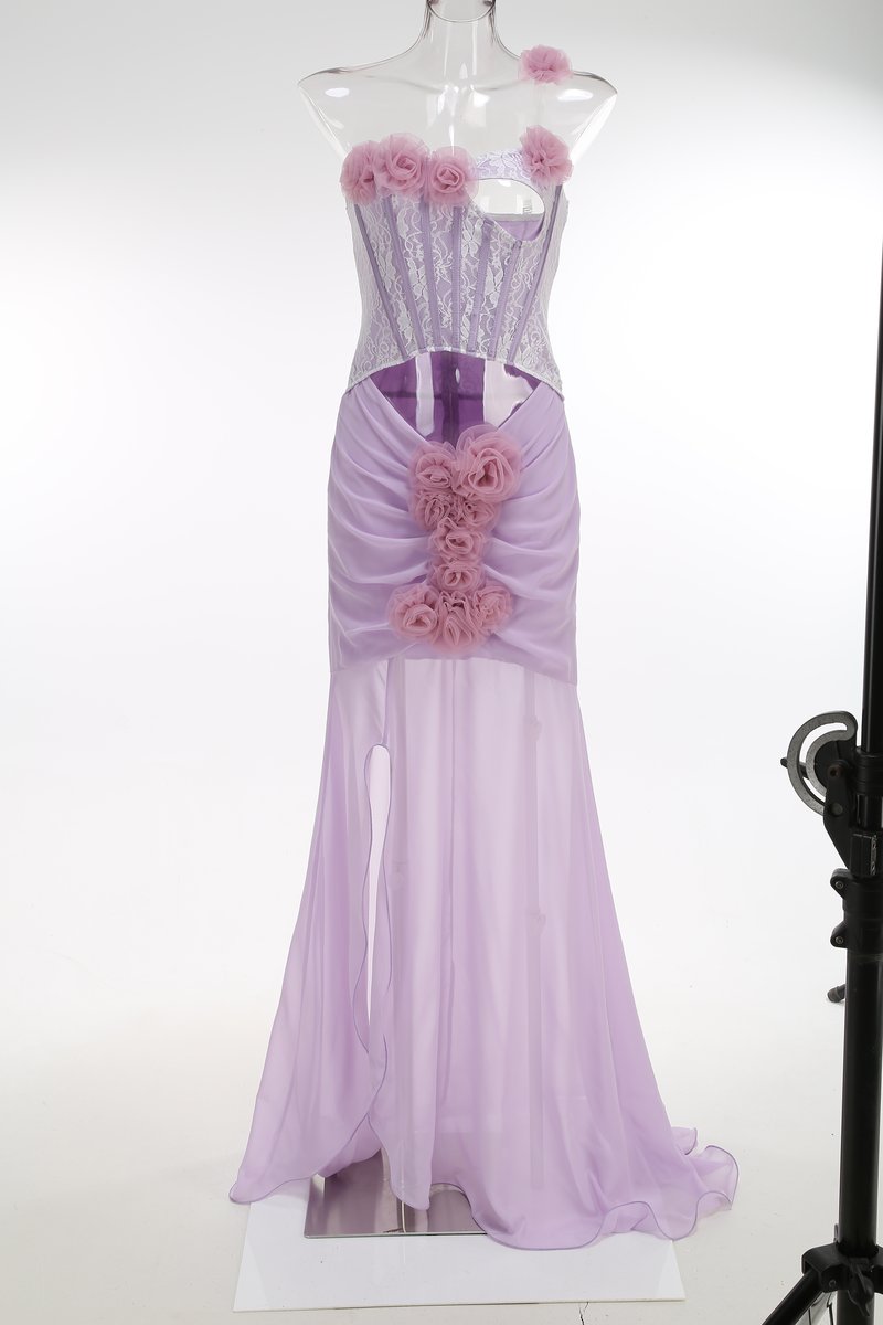 Lavender Rose Embellished Corset Gown H7062