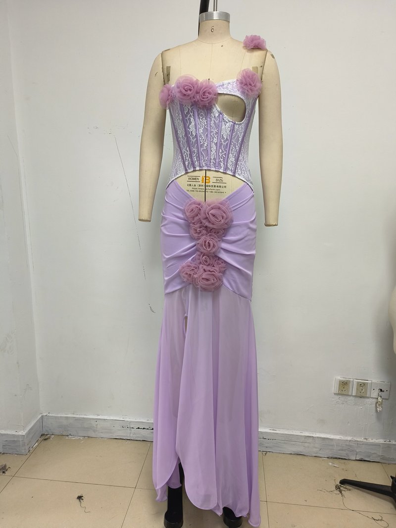 Lavender Rose Embellished Corset Gown H7062