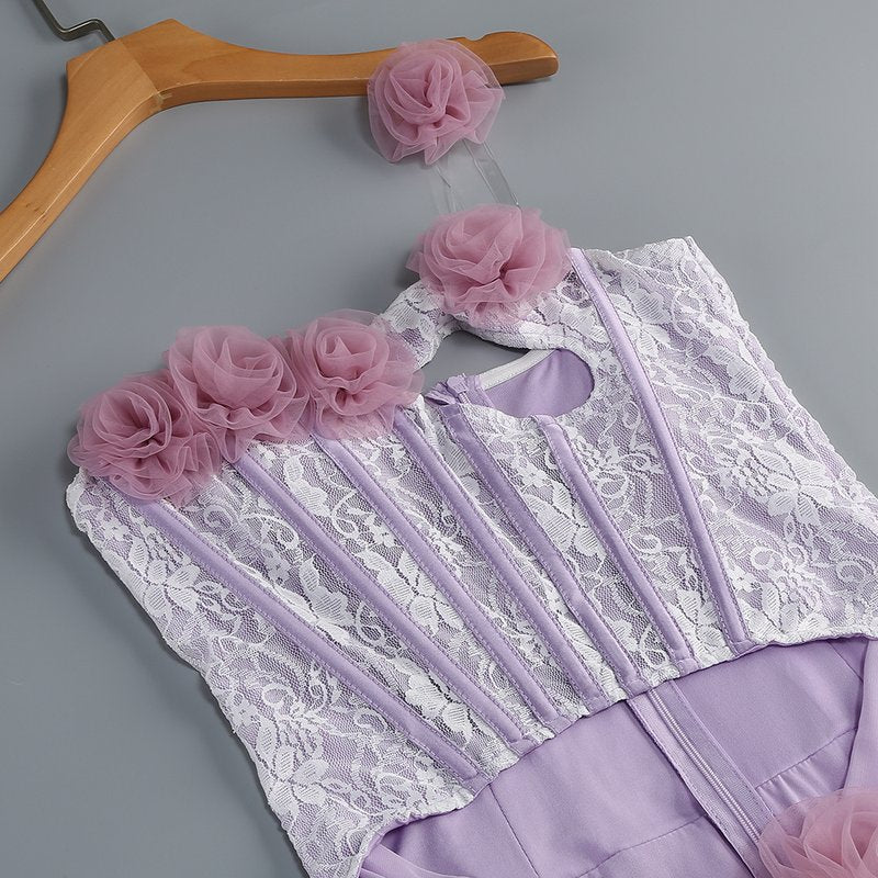 Lavender Rose Embellished Corset Gown H7062