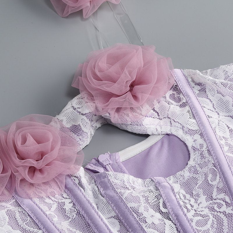 Lavender Rose Embellished Corset Gown H7062