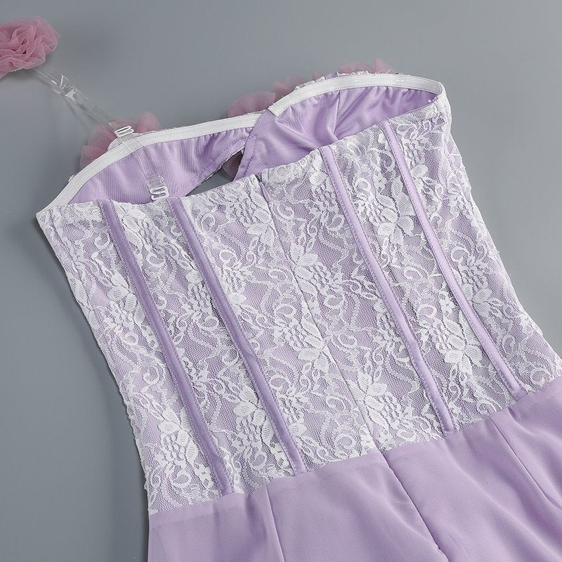 Lavender Rose Embellished Corset Gown H7062