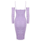 Lavender Ruched Bandage Midi Dress H6311