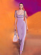 Lavender Sequin Trim Jumpsuit H6230