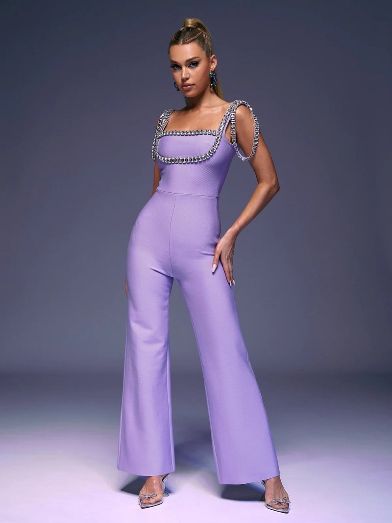 Lavender Sequin Trim Jumpsuit H6230
