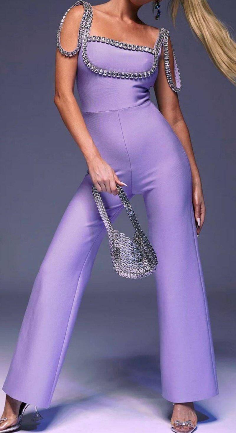 Lavender Sequin Trim Jumpsuit H6230