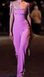 Lavender Sequin Trim Jumpsuit H6230