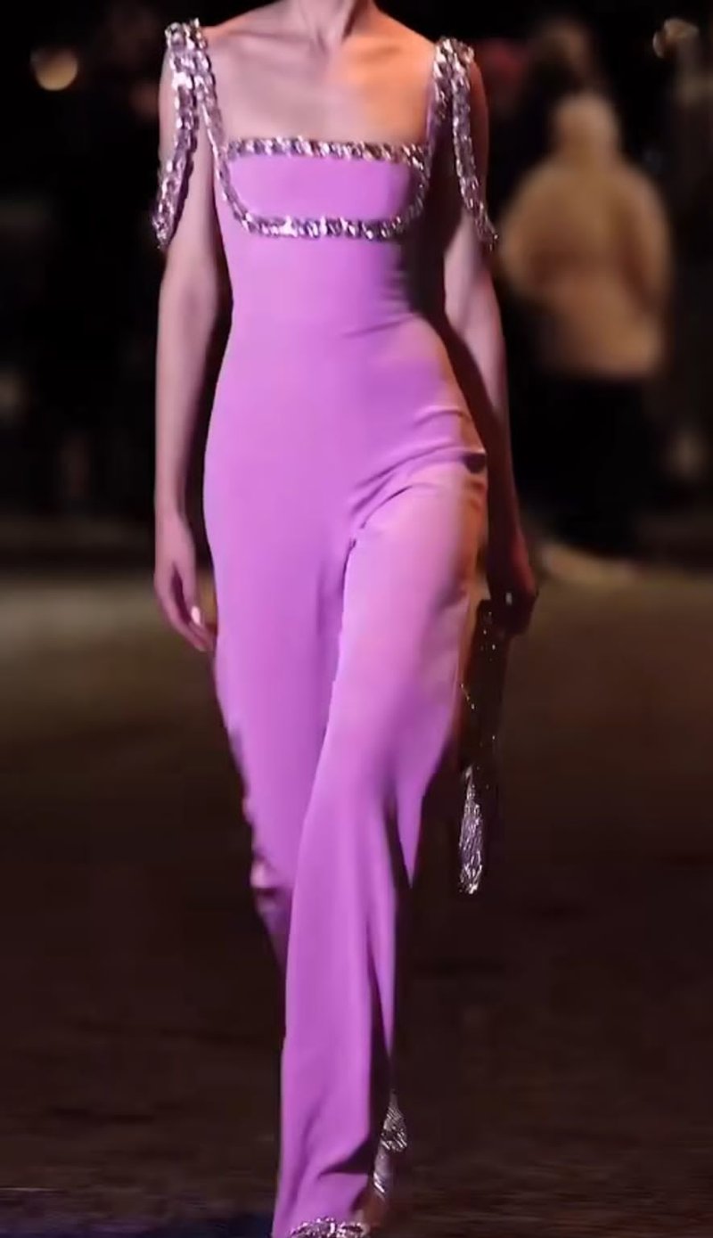 Lavender Sequin Trim Jumpsuit H6230