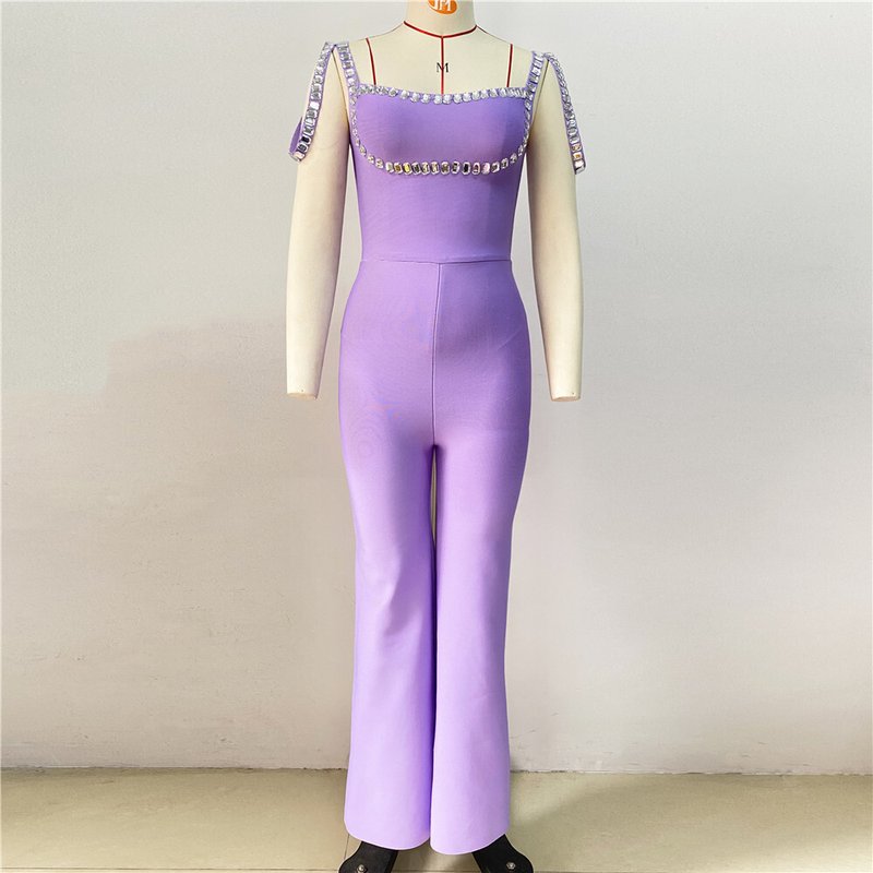 Lavender Sequin Trim Jumpsuit H6230