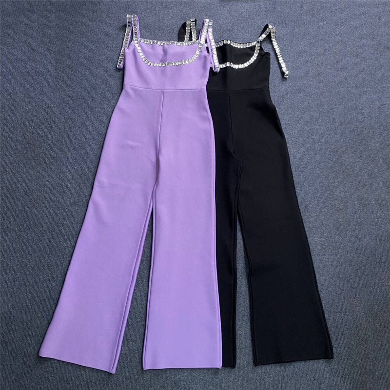 Lavender Sequin Trim Jumpsuit H6230