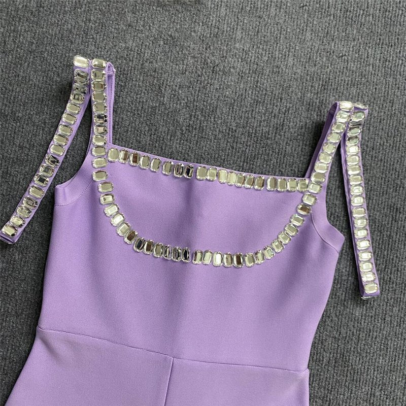 Lavender Sequin Trim Jumpsuit H6230
