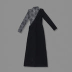 Leopard Accent Black Slit Gown H6788