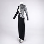 Leopard Accent Black Slit Gown H6788