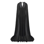 Leopard Print Sequin Maxi Dress with Cape H7022
