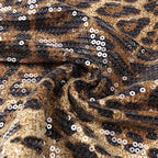 Leopard Print Sequin Maxi Dress with Cape H7022