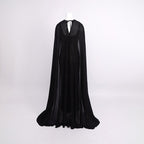 Leopard Print Sequin Maxi Dress with Cape H7022