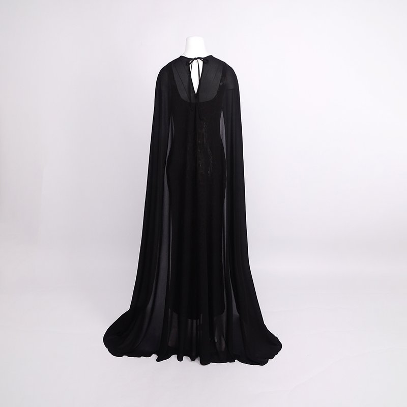 Leopard Print Sequin Maxi Dress with Cape H7022
