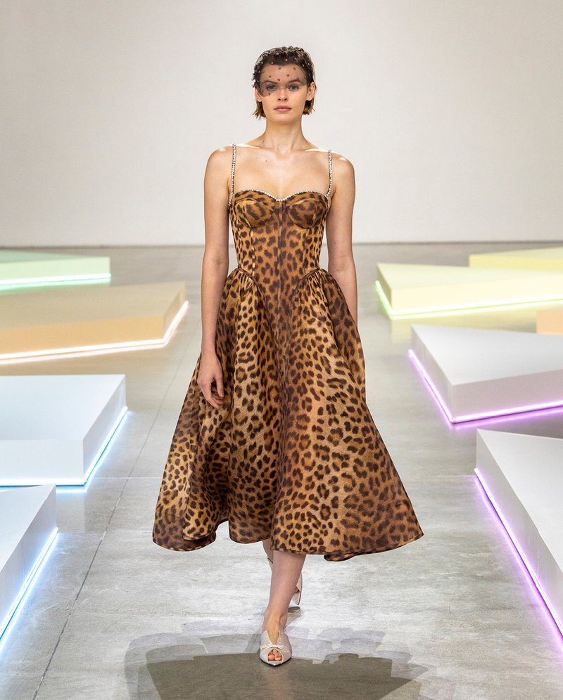 Leopard Print Strapless Midi Dress H6616