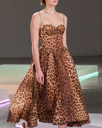 Leopard Print Strapless Midi Dress H6616
