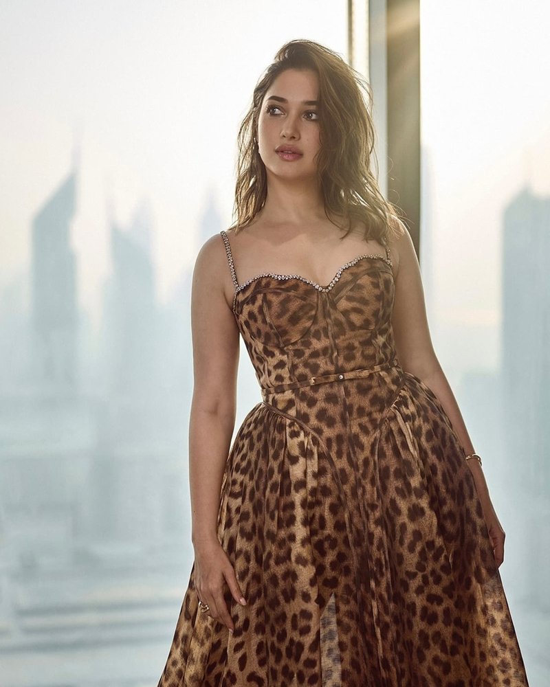 Leopard Print Strapless Midi Dress H6616