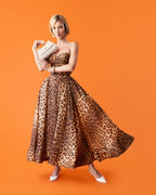 Leopard Print Strapless Midi Dress H6616