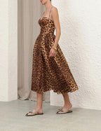 Leopard Print Strapless Midi Dress H6616