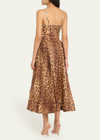 Leopard Print Strapless Midi Dress H6616