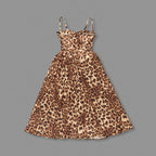 Leopard Print Strapless Midi Dress H6616