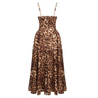 Leopard Print Strapless Midi Dress H6616