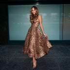 Leopard Print Strapless Midi Dress H6616