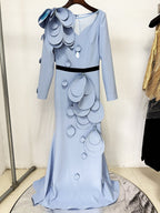 Light Blue 3D Petal Mermaid Gown H6579
