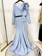 Light Blue 3D Petal Mermaid Gown H6579