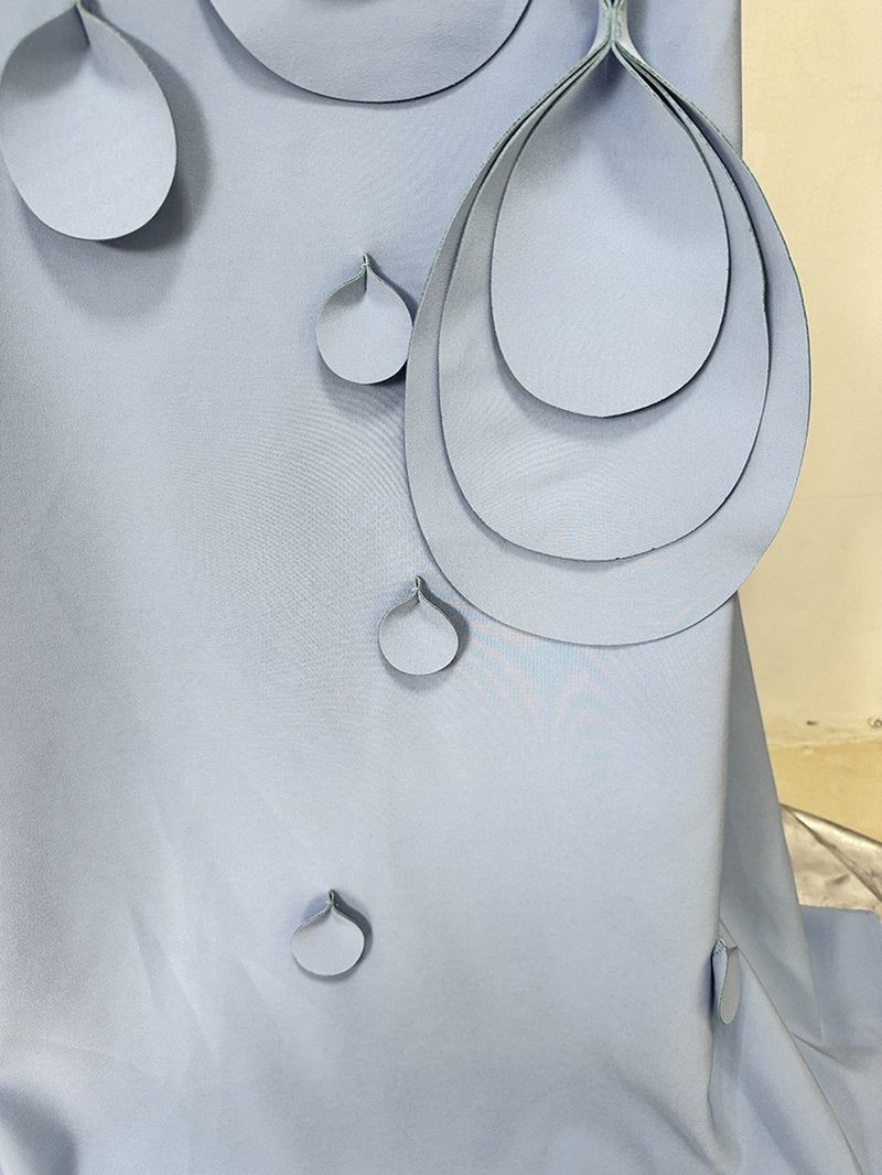 Light Blue 3D Petal Mermaid Gown H6579