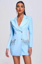 Light Blue Double Breasted Blazer Dress H5919