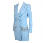 Light Blue Double Breasted Blazer Dress H5919