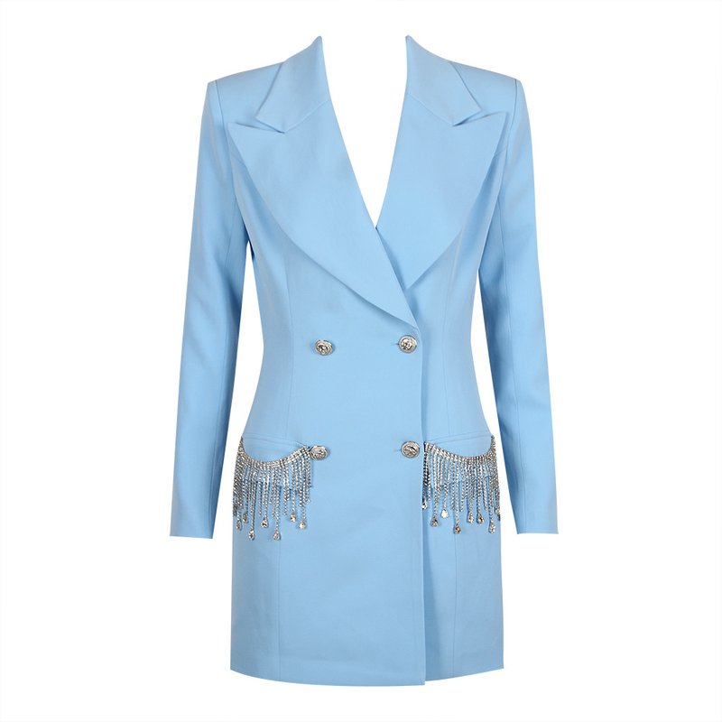 Light Blue Double Breasted Blazer Dress H5919