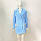 Light Blue Double Breasted Blazer Dress H5919
