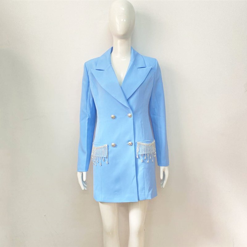 Light Blue Double Breasted Blazer Dress H5919