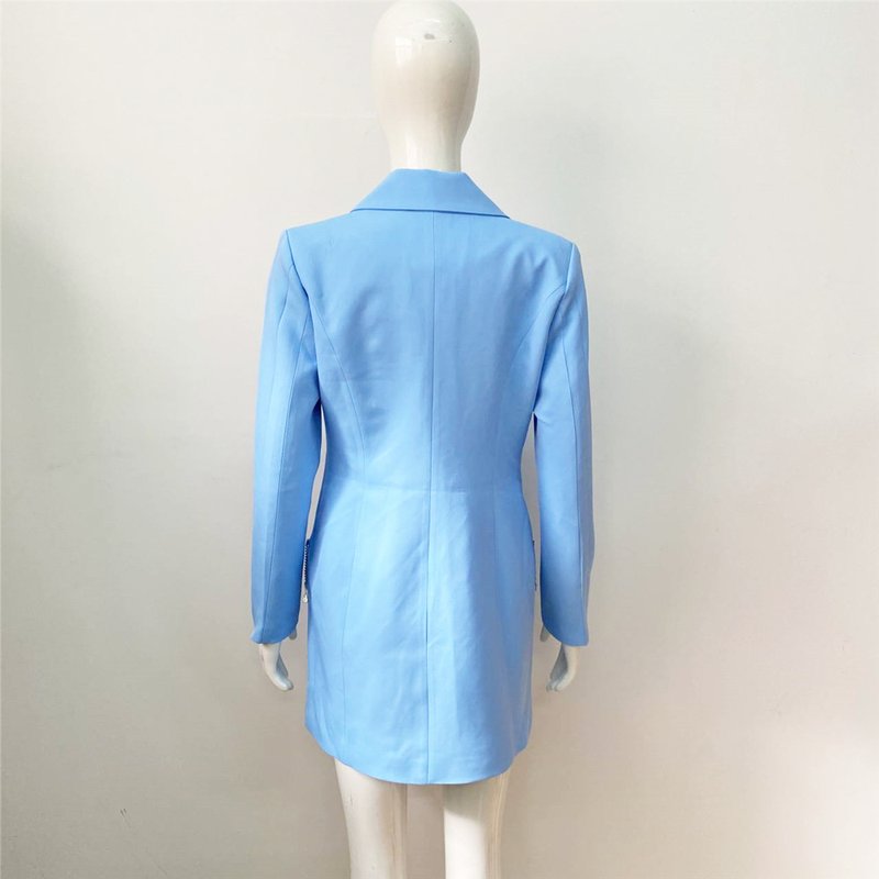 Light Blue Double Breasted Blazer Dress H5919