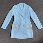 Light Blue Double Breasted Blazer Dress H5919
