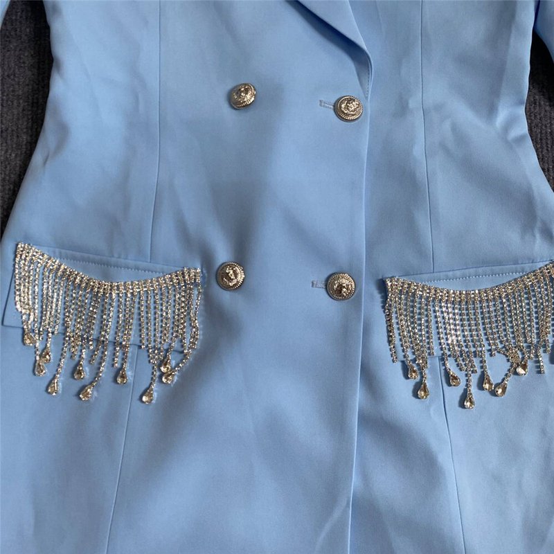 Light Blue Double Breasted Blazer Dress H5919