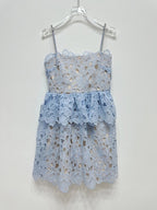 Light Blue Lace Tiered Mini Dress H6296