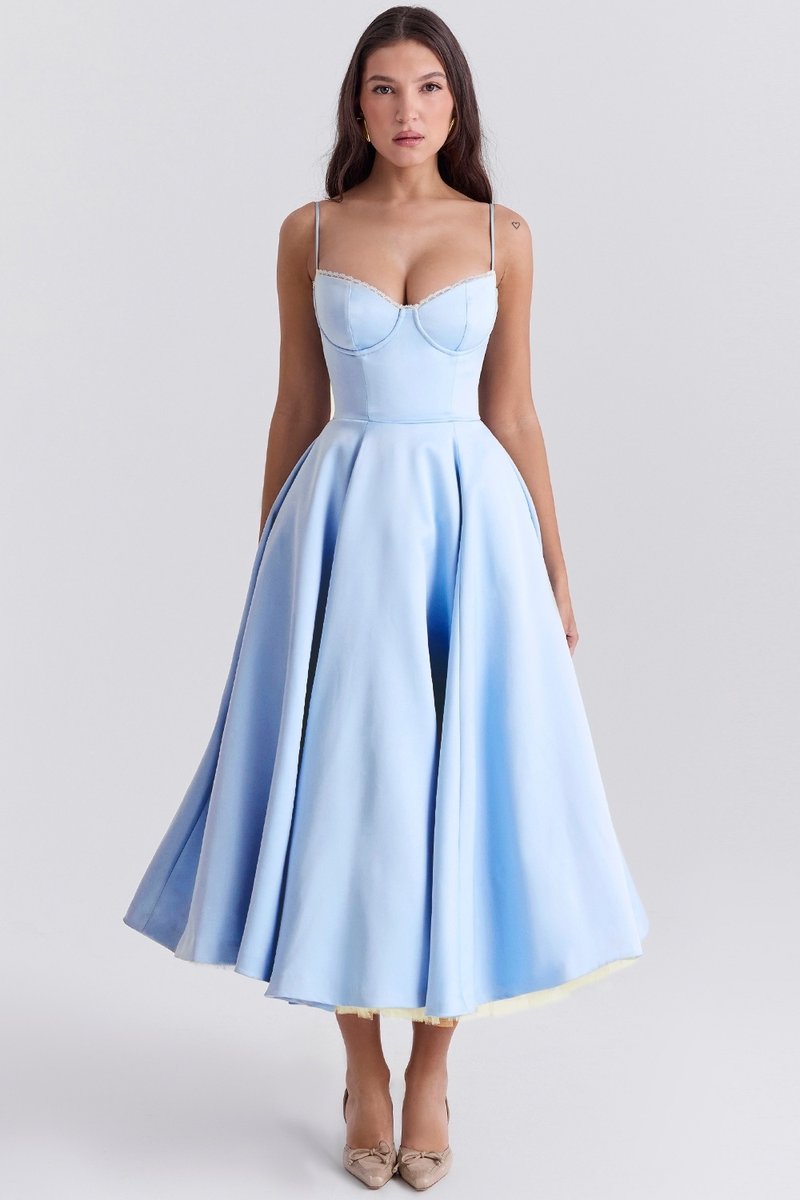 Light Blue Spaghetti Strap A-Line Dress H6207
